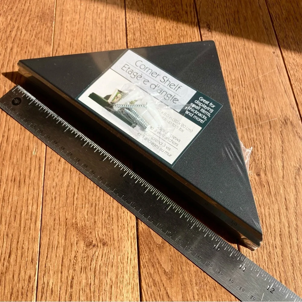 Black Corner‎ Shelf Small Floating Shelves Hardware Holds 5 lbs PVC NEW 11x5”
